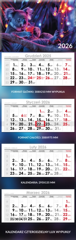 Czterodzielny Lux Wypukły